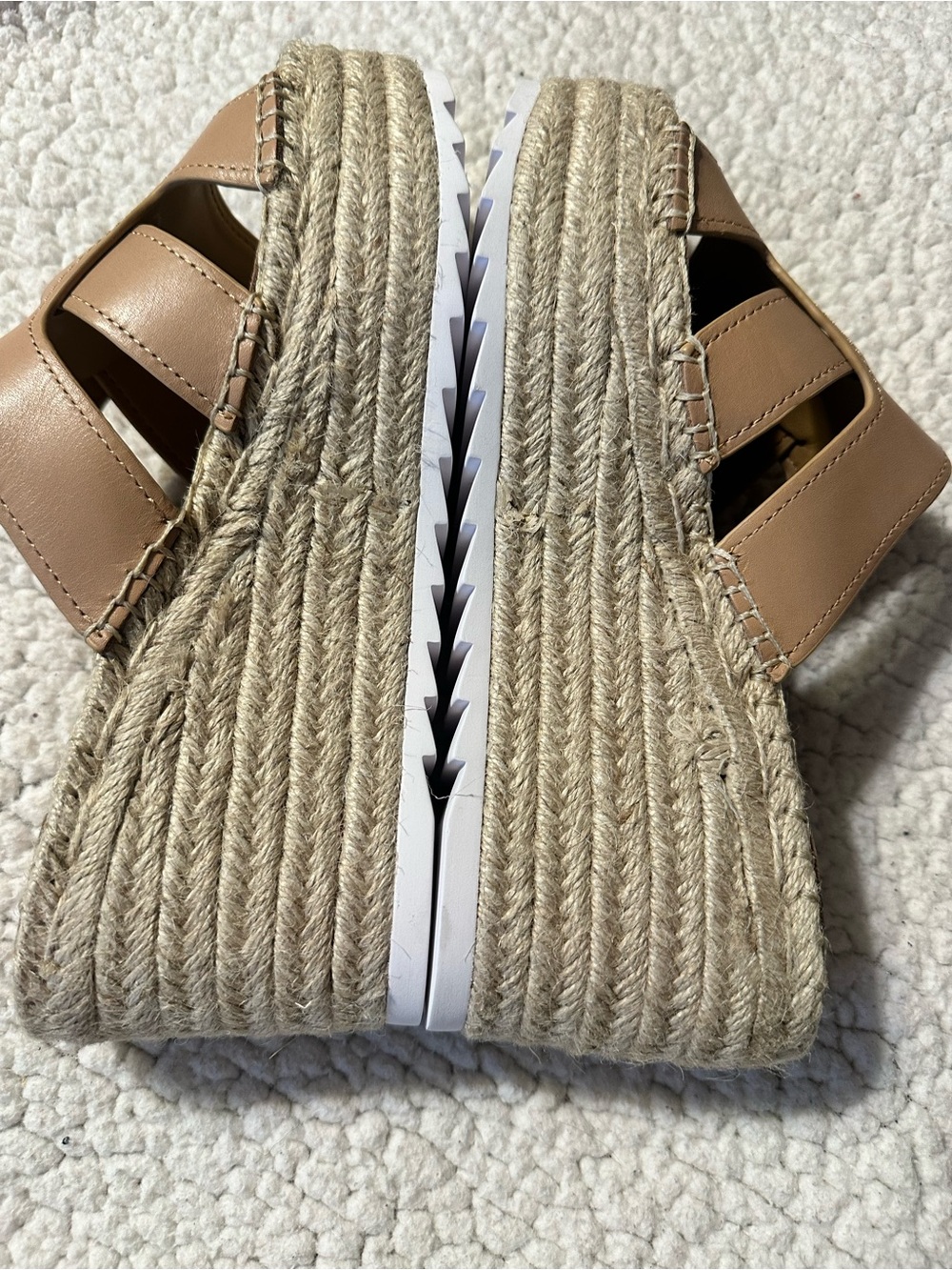 Marc Fisher Beige/Tan Espadrille Platform Slide Sandals